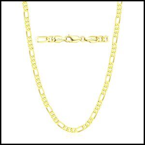 14K Gold Figaro Chain Necklace Unisex Dainty Minimal Classic Elegant